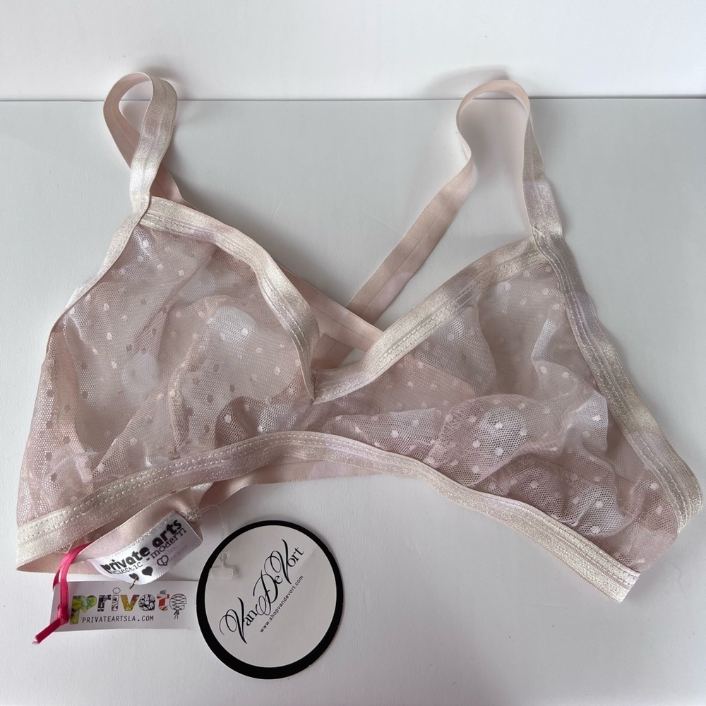 Sheer Mesh Polka Dot Bralette Lingerie NWT Private Arts